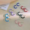 Dopamine Colored Glued C-shaped Earrings for Women Simple Daily Multiple Styles of Earrings