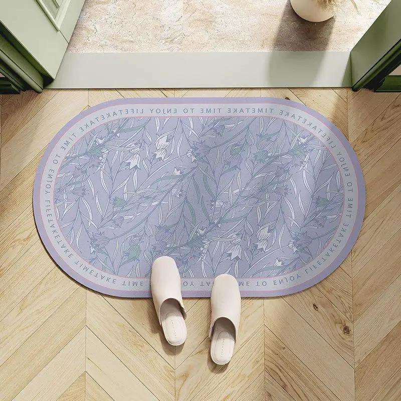 Легкий роскошный европейский цветочный впитывающий коврик для пола в ванной, коврик для двери в ванную, туалет, мягкий коврик для ног с диатомовой грязью в туалете
