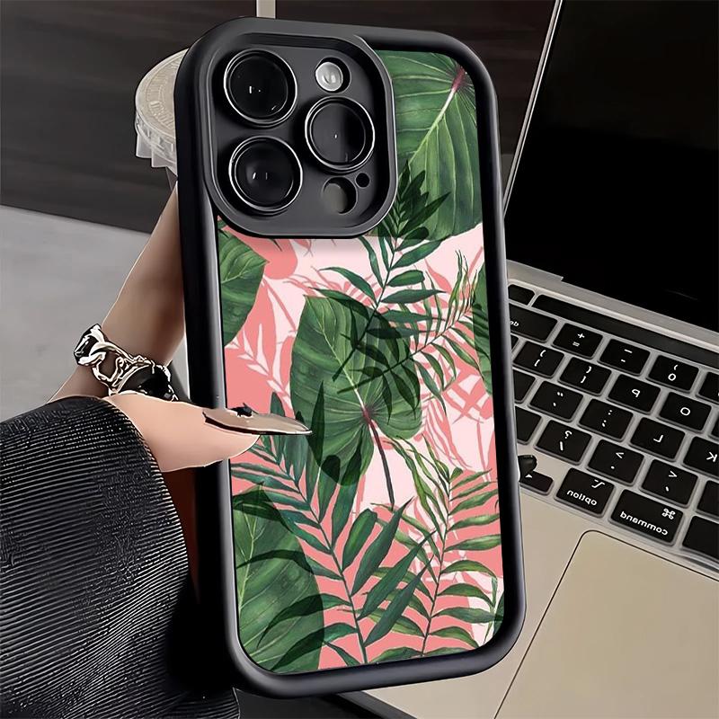 Чехол для телефона iPhone 17 Air 16E 15 16 Pro Max Летние растения Зеленый лист Чехол 14 Plus 13 12 Mini Мягкий корпус Силиконовый Fundas