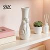 Cute Animal Relief Art Couple Cats Vase, Plastic Snuggling Cat Flower Vase for Home, Durable ABS Desk, Shelf Decor, Tabletop Floral Arrangement, Gift