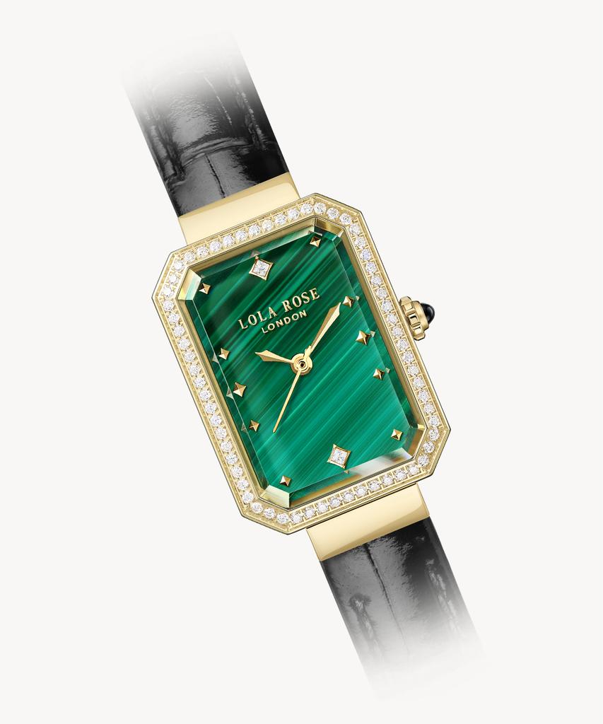 Lollalojeu Ms Lola Malachite Zirconia Women'S Leather Watch