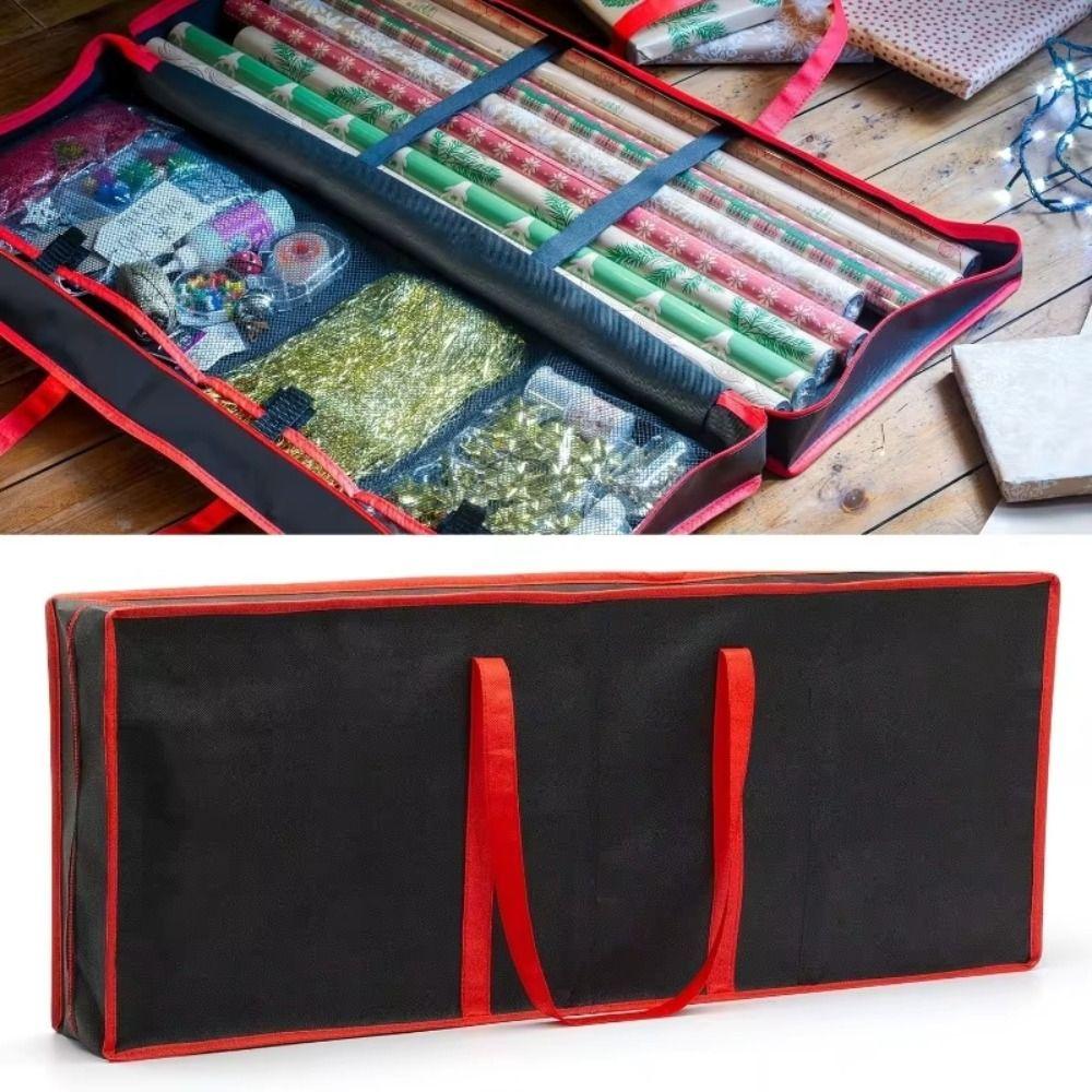 Large Capacity Christmas Wrapping Paper Storage Bag Non-woven Fabric Dustproof Household Storage Bags Reusable Multipurpose