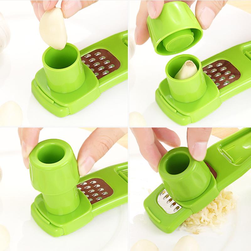 1 Pcs Mini Garlic Grinder Creative Garlic Press Kitchen Garlic Mash Manual Garlic Mashing Green Kitchen Gadgets