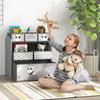 Kids Storage Unit, Toy Storage Organiser, with Six Fabric Bins, for Bedrooms, Playrooms, Nurseries - Grey