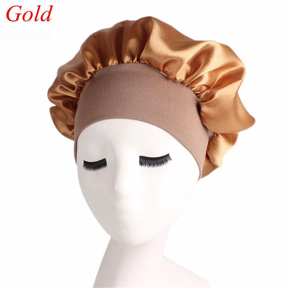 Soft Stretch Head Cover Night Sleep Hat Wide Band Satin Cap Elastic Head Wraps Hair Loss Chemo