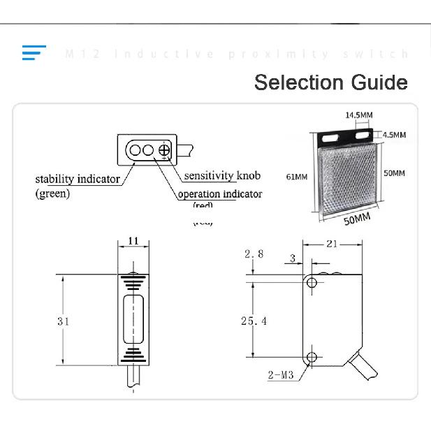 Cloweit Square Laser Sensor 35cm 8m Adjustable NPN PNP Diffuse/Specular Reflection Optical Infrared Photo Proximity Switches E3Z
