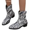 Cowboy Women Ankle Boots Pointed Toe Designer Mid Heels Shoes  Trend Chunky Fad Pumps Winter Chelea Boots New Botas De Mujer