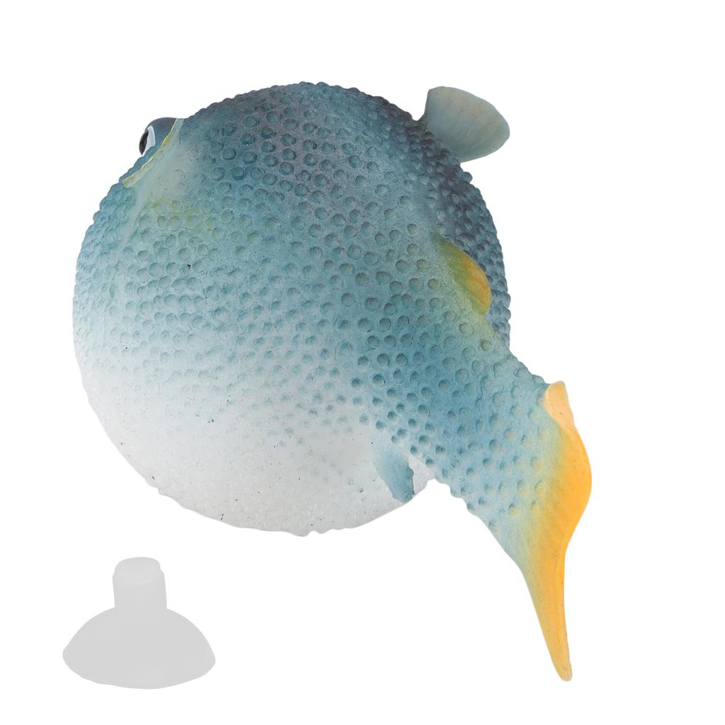 Aquarium Puffer Fish Luminous Simulation Rubber Fish with Suction Cup for Fish Tanks