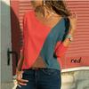 Splicing Contrasting Round Neck Long Sleeved Casual T-shirt for Women