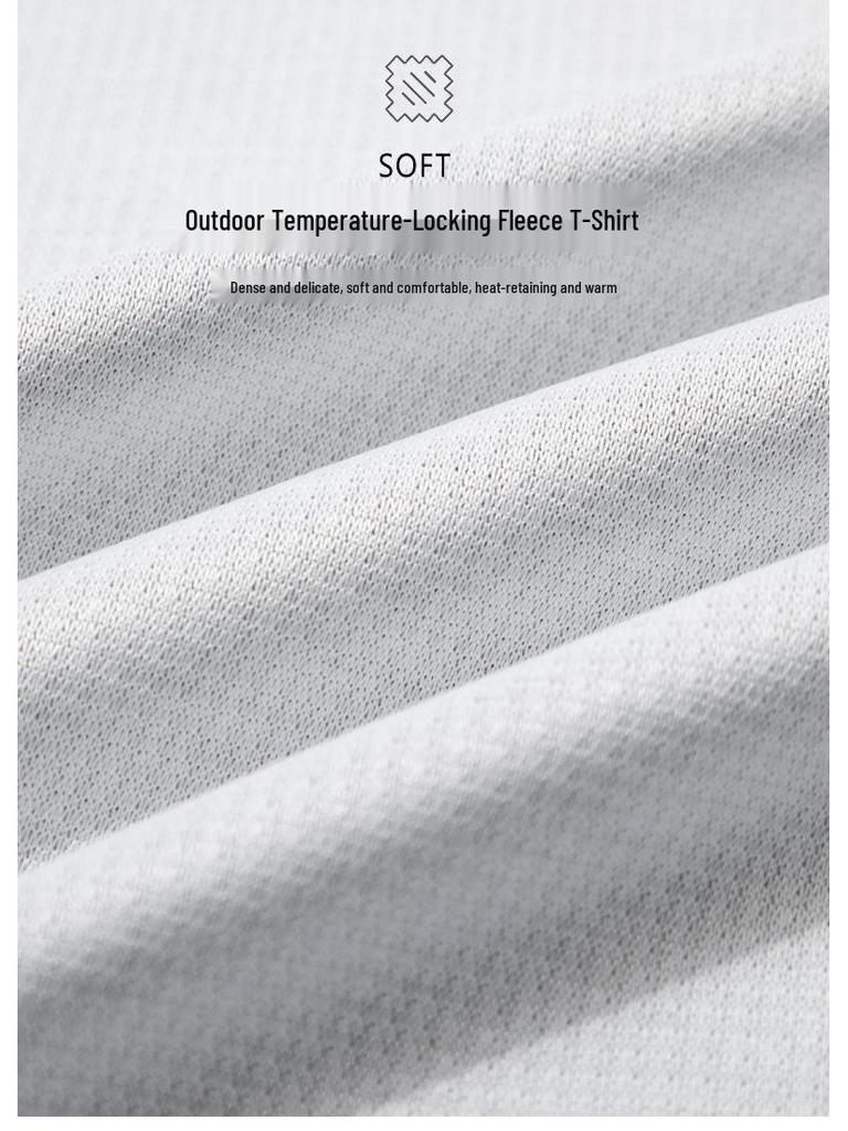 Мужская быстросохнущая эластичная футболка с длинным рукавом - Зимний базовый слой из флиса с начесом для пеших походов