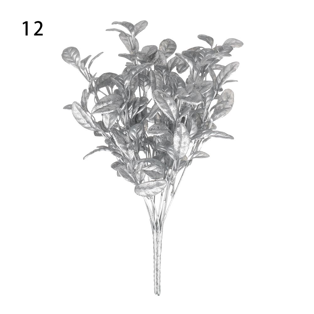 Plant Christmas Ornament Artificial Plant Gold Silver Simulation Leaf Christmas Artificial Flower