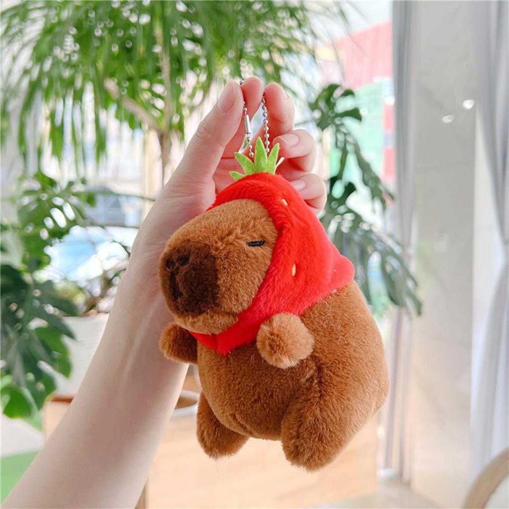 Capybara Plush Keychain Cute Bag Pendant Creative Fluffy Animals Keyring Kawaii Stuffed Doll Keychains Birthday Gift