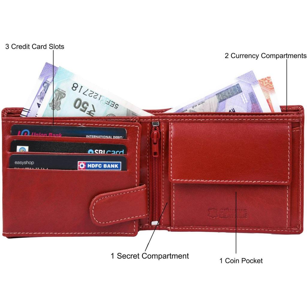 Мужской повседневный кошелек из натуральной кожи с RFID-меткой - стандартный размер (6 слотов для карт)