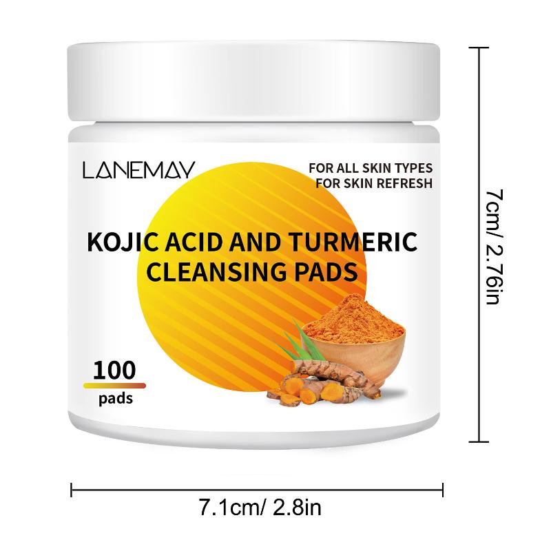 Natural Turmeric Kojic Acid Cleansing Pads Anti Dark Spot Brightening For Sensitive Skin 100 Pads
