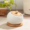 Ceramic Seasoning Jars with Spoon Wooden Lid Kitchen Supplies White Spice Organizer Canister Set Sugar Box Seasoning Organizer