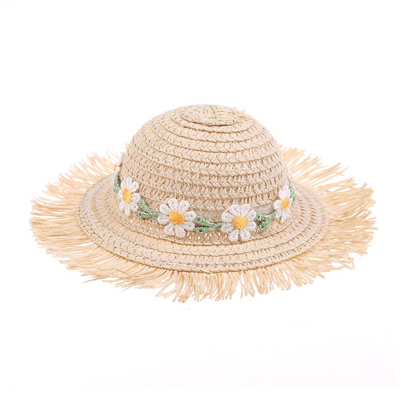 Dollhouse Handmade Daisy Hat Sun Cap For 1/6 Doll Accessories Doll Cute Hat With Bow Decoration Doll Hat Children'S Toy Gift