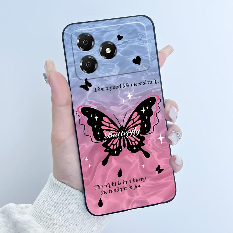 Милый Мультяшный Чехол Для ZTE Blade A36 Печатный Корпус Защитная Крышка Мягкий Силикон Черный Корпус