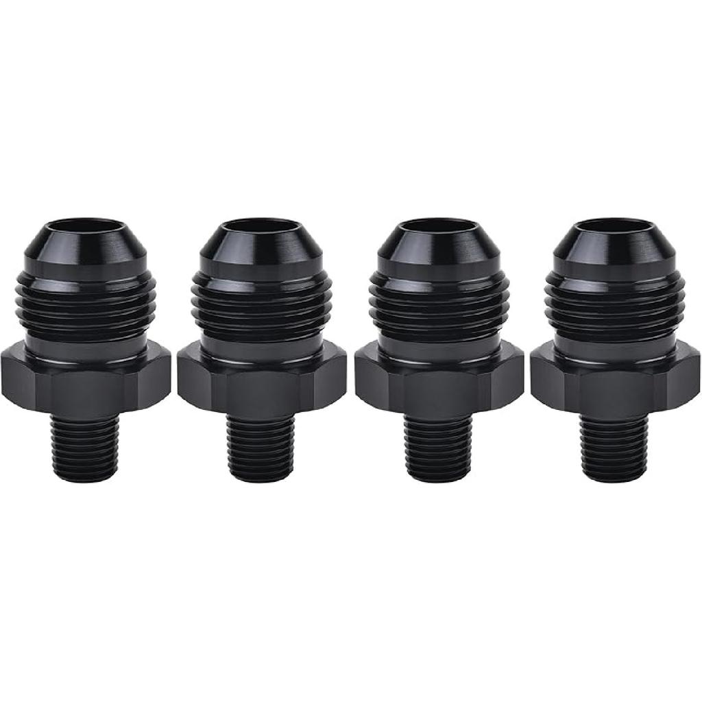 EVIL ENERGY 6AN Male Flare to 3/8" NPT Pipe Fitting Adapter Aluminum Straight Black 4PCS