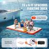 Inflatable Floating Dock, 15 x 6FT Inflatable Dock Platform, Non-Slip Water Floating Dock Mat with Portable Carrying Bag & Detachable Ladder, Floating