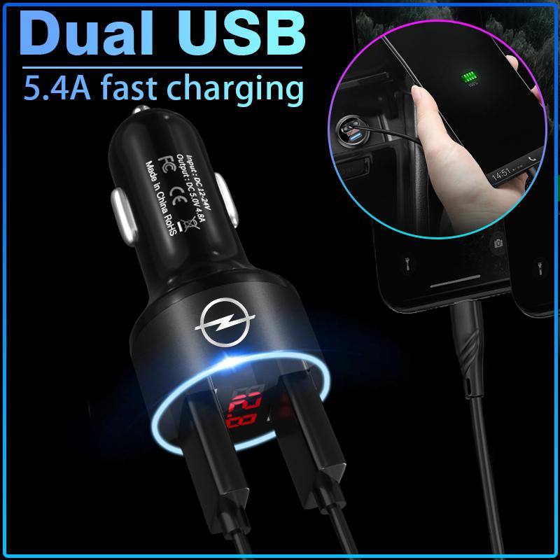 2 USB-порта Быстрая зарядка Цифровой дисплей Автомобильные зарядные устройства Автозапчасти Для Opel Astra H G J Insignia Mokka Zafira Corsa Vectra B C D