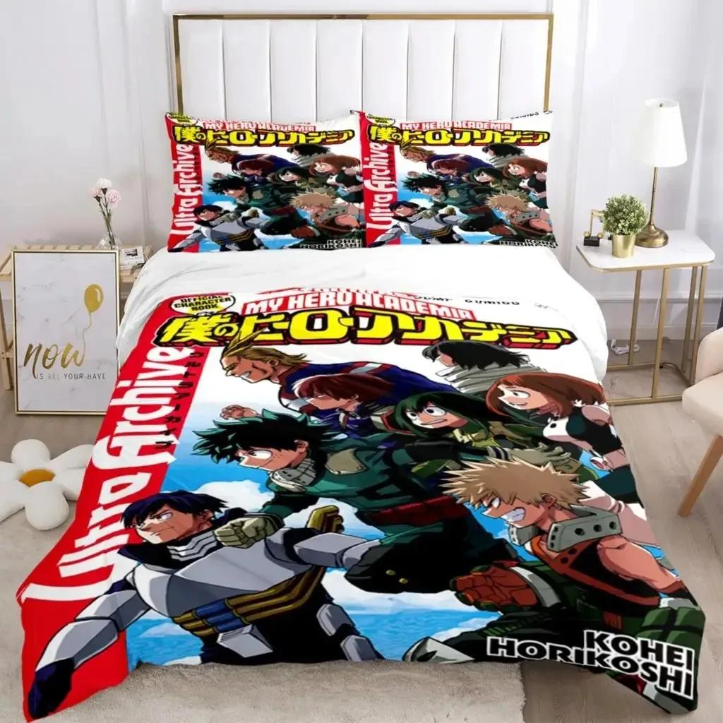 Модный 3D Аниме Принт My Hero Трехкомпонентный Комплект Постельного Белья Модный Для Мальчиков Подростков Или Взрослых Для Кроватей Удобные Пододеяльники Наволочки Комплект Постельного Белья Подарок