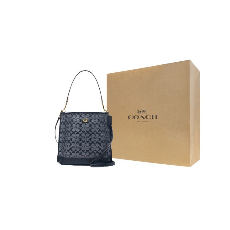 Coach Mollie Classic Monogram Jacquard Bucket Bag Women handbags Denim-Blue CH229-IMDEI