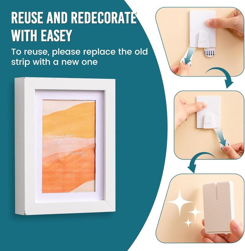 1/20 шт. Крючок для фоторамки без пробивания из нержавеющей стали, наклейка для подвешивания постера, вешалки для фоторамки, крючок с сильным клеем для подвешивания картины