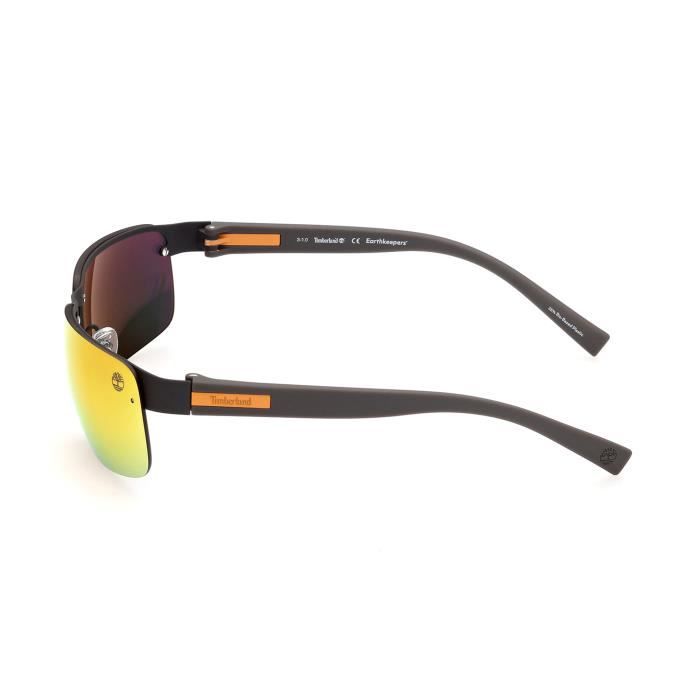 Lunettes de soleil - Timberland - TB9236 - Forme rectangulaire - Couleur gris - Verres or reflétés