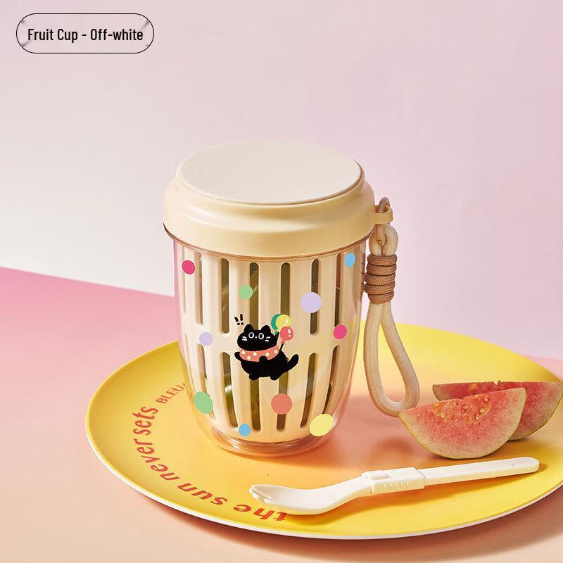 Портативный двухслойный контейнер для фруктов и салата с приборами