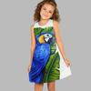 Girls' Dress Sleeveless 3D Blue Parrot Print Summer Spring Daily Cute Casual Sweet Kids A Line Dress Tank Dress Sleeping Good Night Dress