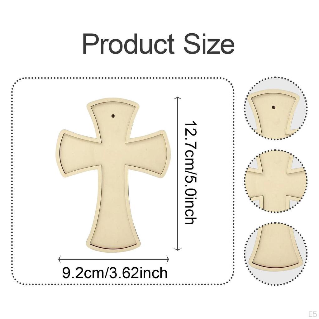 12 Wooden Crosses for Crafts, Unfinished Cross, Hanging Ornament with Hole Card Making