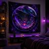 Halloween Witch Moon Fluorescent Tapestry, Neon Bohemian Wall Hanging Decor for Bedroom Living Room, Galaxy Home Art