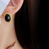 Korean Style Oval Earrings Black Gold Bridal Jewelry Sets Fashion Vintage Necklace  Wedding