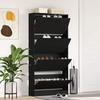 Shoe Cabinet with Shelf Black Oak Effect 80 x 21 x 163.5 cm