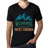 Мужская винтажная футболка с рисунком Футболка с v-образным вырезом Wilderness WEST Virginia Deep Black