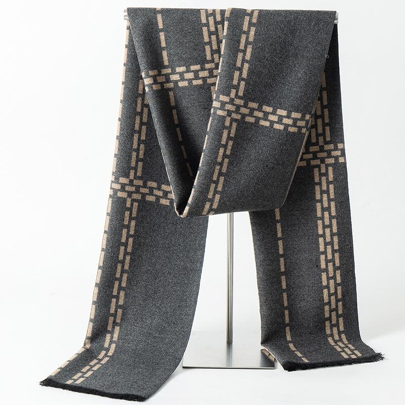 2025 Autumn And Winter New Men'S Fleece Imitation Cashmere Scarf Business Casual British Style Versatile British Style Versatile
