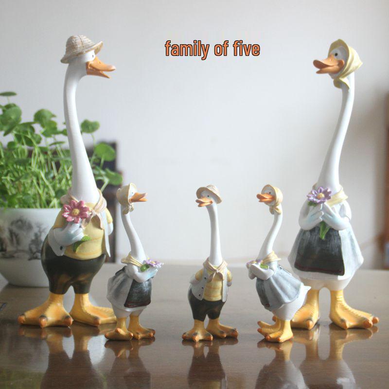 Креативное мультяшное украшение для сада в виде утки - Расписанное вручную изделие из смолы в виде животного