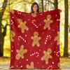 1pc Christmas Gingerbread Man Printing Lightweight Flannel Blanket, Comfortable and Warm Blanket, for Camping Sofa Bed and Couch Office, Gift