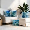 4Pcs Modern Abstract Blue Leaf Watercolor Print Single-Sided Cushion Cover For Living Room Bedroom Car Home Decor