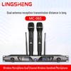 LINGSHENG Профессиональная двойная беспроводная ручная микрофонная система, штекер CN (адаптер в комплекте)