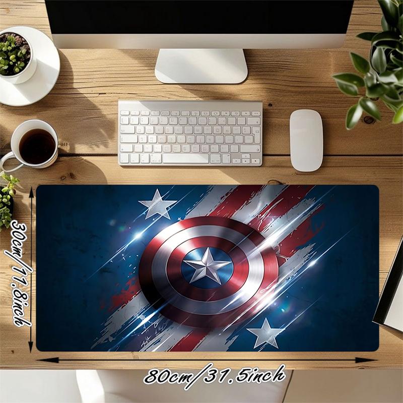 1Pc Captain America Shield Gaming Mouse Pad Keyboard Desk Mat Non-slip Rubber Lock Edge Waterproof Computer Mousepad for Office Home Decor S1116