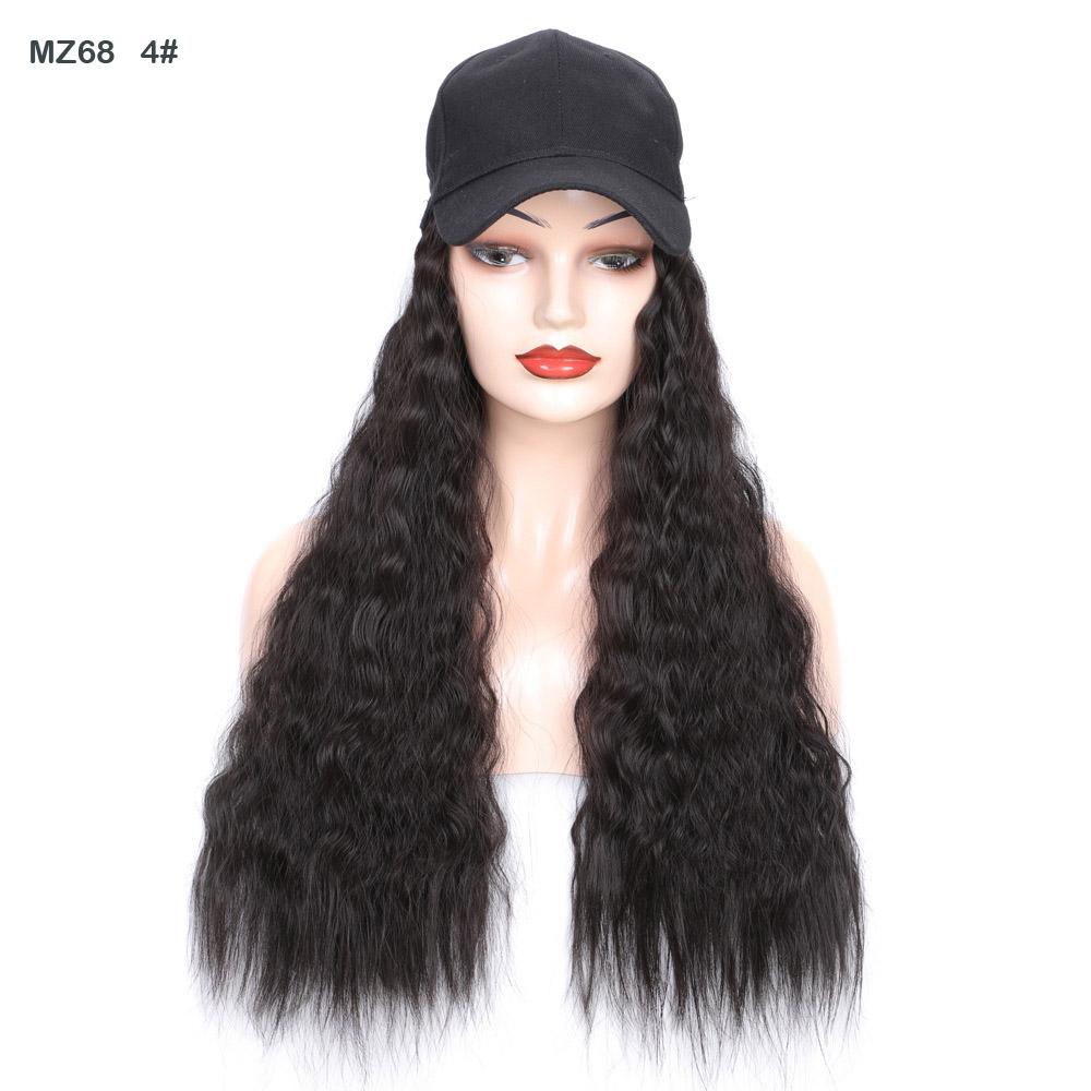 Hair Wig With Baseball Cap Straight&Wave Curly Hair Women Girl's Wigs
