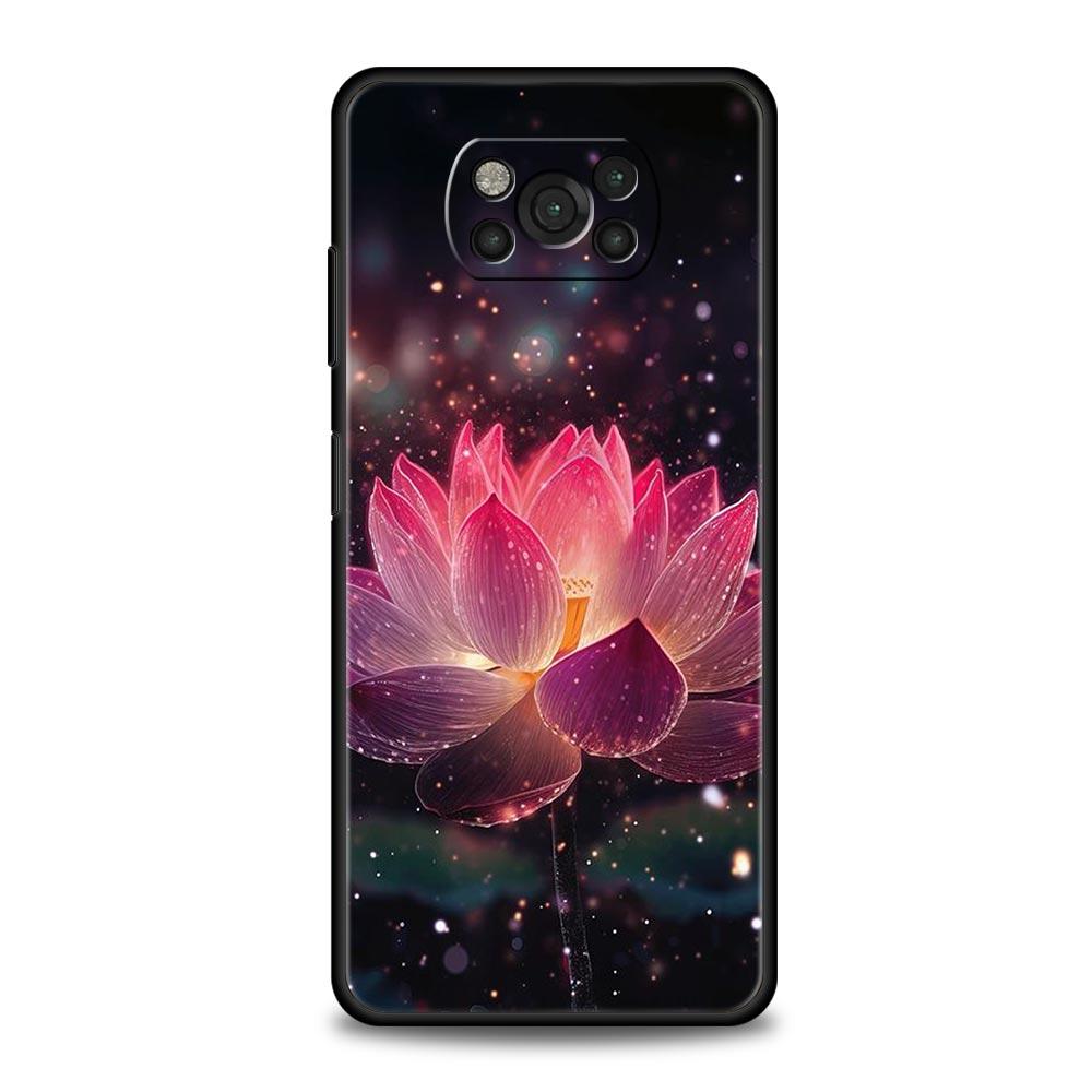 Чехол для телефона для Xiaomi Poco F7 F6 F5 F4 F3 X7 X6 X5 X4 X3 NFC M4 C51 C55 GT 5G Мягкий ТПУ Чехол Capas Цветок Лотоса Fundas Coque Сумка