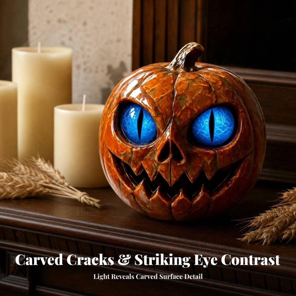 Pumpkin-Shaped Resin Figurine Compact Jack-O'-Lantern Decor Indoor Outdoor