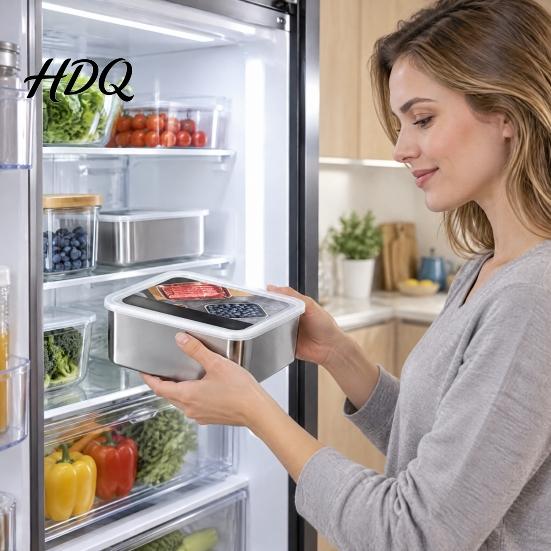 Герметичные контейнеры для приготовления еды для холодильника Контейнеры для хранения продуктов из нержавеющей стали со стеклянными крышками Герметичные Прочные 304 Овощные Герметичные Кухонные