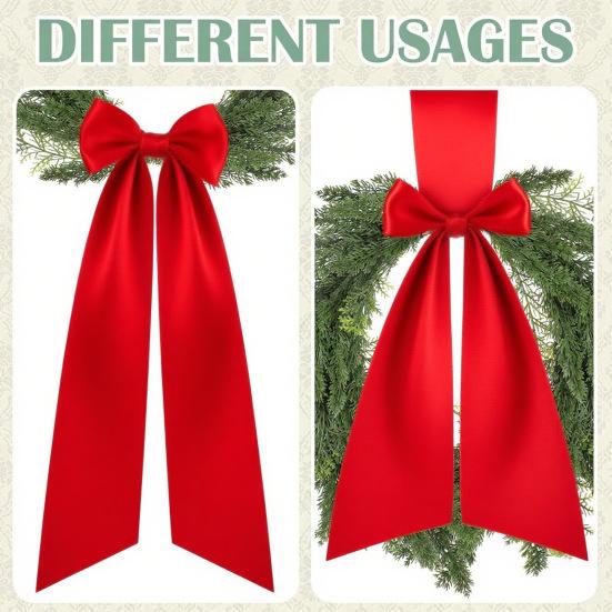 2 Pcs Christmas Velvet Wreath Sash for Front Door Blank Plain Garland Sash Accessories for Anniversary Wedding Party Indoor Outdoor Home Decor