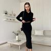 Women's Fashion Casual Loose Knitted Skirt Set Autumn Winter POLO Collar Long Sleeve Pullover Lace Up SKirt 2-Piece Sets