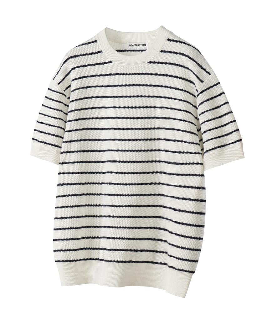UNTAPPED STUDIO [2Pack] Cool-Like Linen Crochet Round Short Sleeve Knit 5 Colors (Type A)