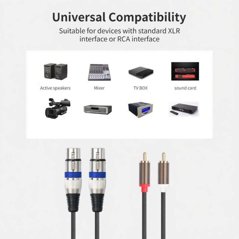 Double Female to Double Male Metal Texture Sound Cable Gold Plated Connectors Studio Grade Interconnects