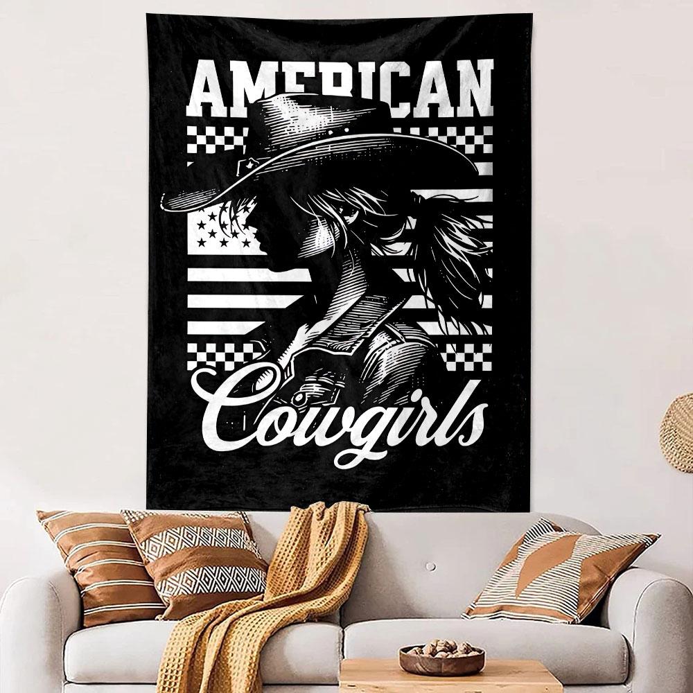American Cowgirls Tapestry Wall Hanging, Western Girl Art, Wall Decor for Bedroom Living Room Dorm